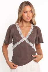 Elianna Top - Brown White